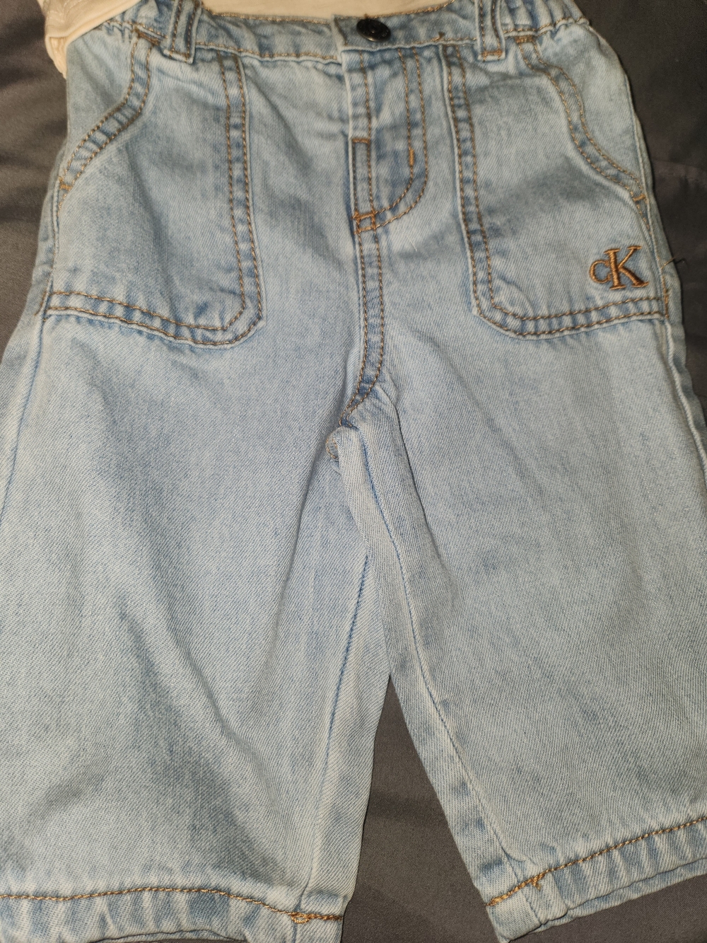 Calvin Klein Cream Baby Bodysuit with Gray Teether Ring - Picture 3 of 8
